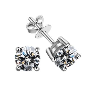 Boucles D'Oreilles Pour Femme En Moissanite Argentée S925, Forme Géométrique Classique, Collection Luxious Series. h5 