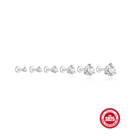 Boucles d'oreilles rondes en métal argenté plaqué platine S925, style simple, pour femme, en moissanite.