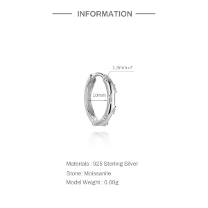 Boucles D'Oreilles Pour Femme En Argent Sterling 925 Plaqué Platine, Forme Simple Et Élégante Étoile, Serties De Moissanite. h5 Image2