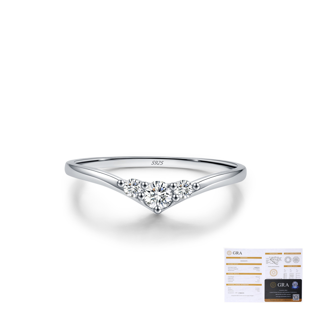 Bagues Pour Femmes En Moissanite Plaquée Rhodium S925, Collection Luxueuse Simple Crown 