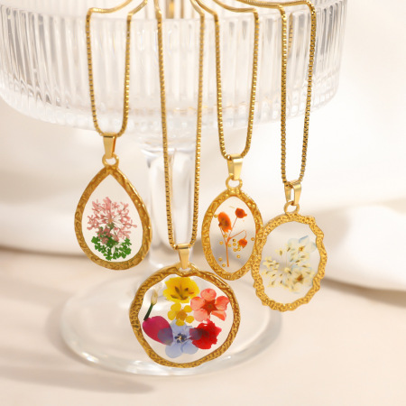 Colliers pendentifs pour femmes, collection romantique, motif floral délicat, forme irrégulière, acier inoxydable, couleur or, étanches