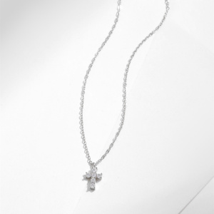 Colliers En Moissanite Pour Femmes, Collection Luxurious Series Simple Cross, Plaqués Rhodium S925 h5 Image4