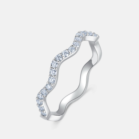 Bagues pour femmes en moissanite plaquée platine S925, élégantes et de forme irrégulière, collection Simple Series