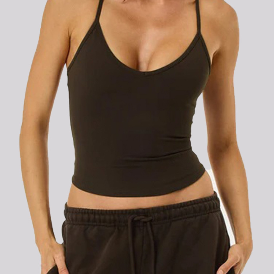 Haut De Yoga Sportif Pour Femme, Couleur Unie, À Rebond Élevé h5Image4