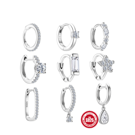 Boucles D'Oreilles Pour Femmes En Moissanite Plaquée Platine S925, Forme Goutte Simple Rétro, Cercle Et Rectangle.