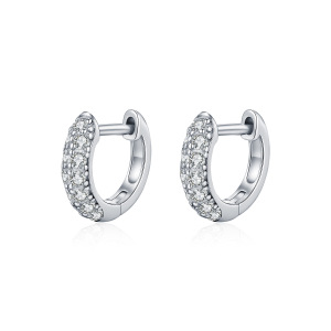 Boucles D'Oreilles Pour Femmes En Moissanite, Plaquées Rhodium, Série Simple Elegant Circle, En Argent Sterling 925. h5