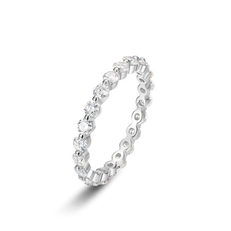 Bagues pour femmes en moissanite plaquée platine S925, élégantes et unies, de la collection classique