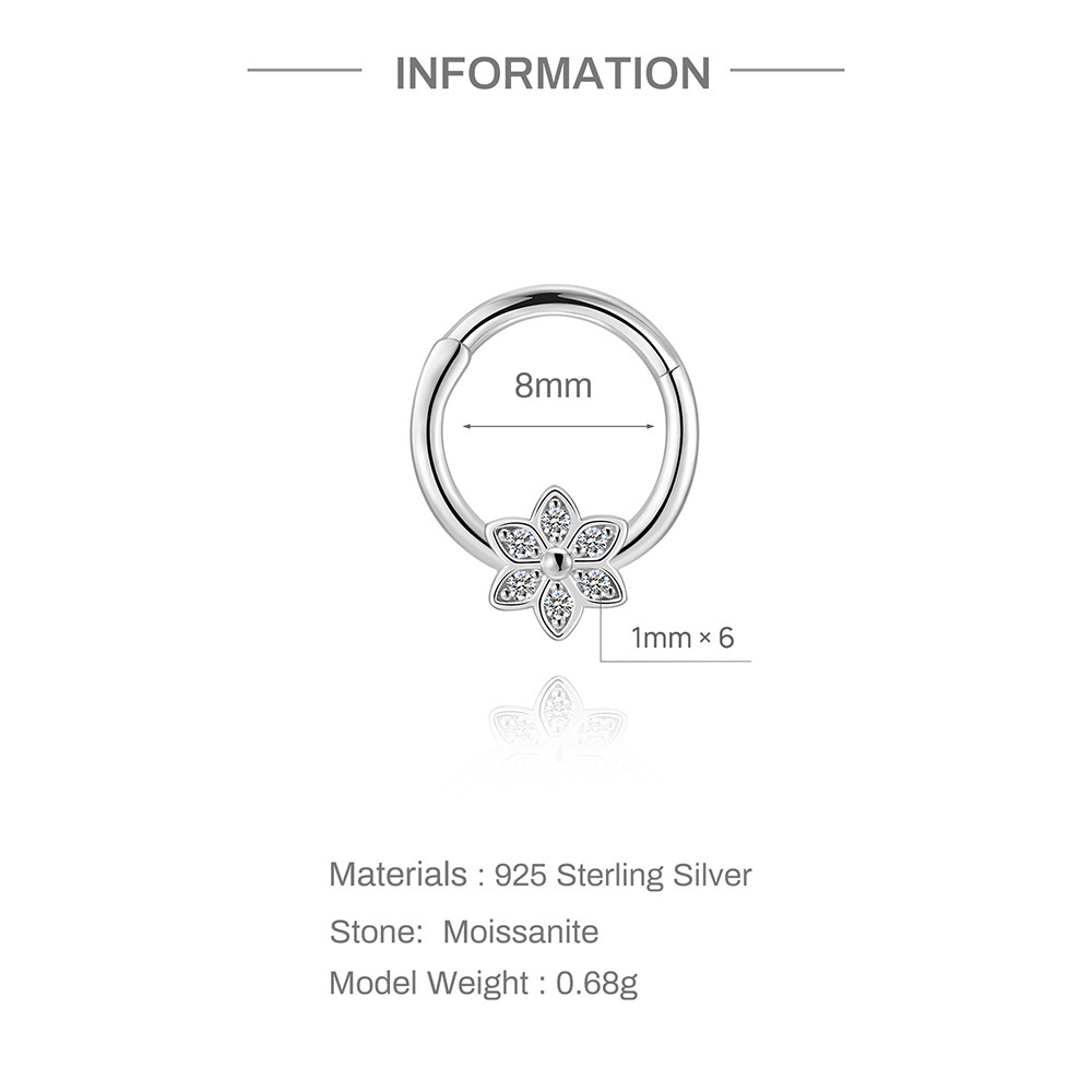 Boucles D'Oreilles Pour Femme En Moissanite S925 Plaqué Platine, Forme Ronde Simple Et Luxueuse, Ornées De Pierres Précieuses. h5Image2