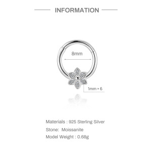 Boucles D'Oreilles Pour Femme En Moissanite S925 Plaqué Platine, Forme Ronde Simple Et Luxueuse, Ornées De Pierres Précieuses. h5 Image2
