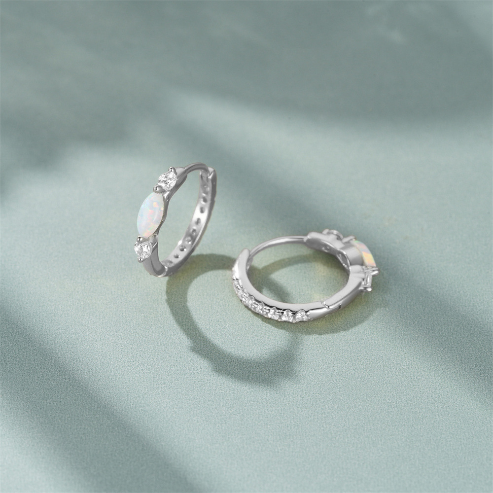 Boucles D'Oreilles Pour Femmes En Argent Sterling 925 Couleur Or, Pierre Naturelle, Collection Simple Series Daily Circle Image3