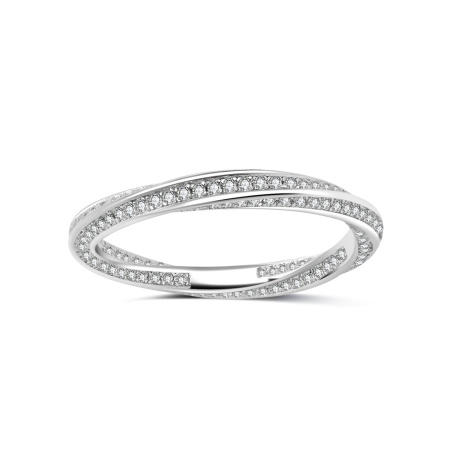 Bagues pour femmes en moissanite plaquée platine S925, collection Simple Series Elegant Twist Circle