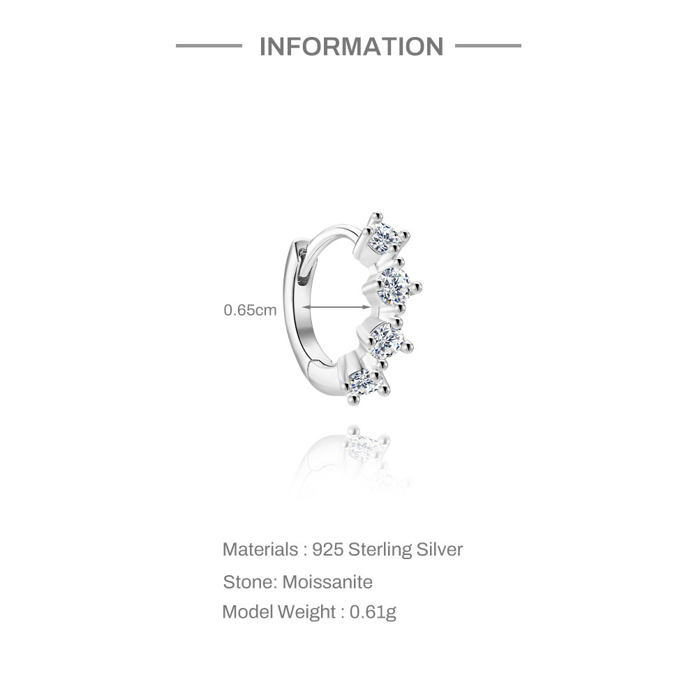 Boucles D'Oreilles Minimalistes Classiques En Forme De Cercle Géométrique, Plaquées Platine S925, En Moissanite, Pour Femmes. h5Image2