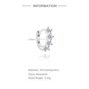 Boucles D'Oreilles Minimalistes Classiques En Forme De Cercle Géométrique, Plaquées Platine S925, En Moissanite, Pour Femmes. h5 Image2