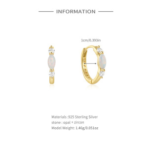 Boucles D'Oreilles Pour Femmes En Argent Sterling 925 Couleur Or, Pierre Naturelle, Collection Simple Series Daily Circle h5 Image5