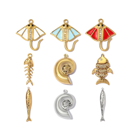 Pendentifs pour femmes, style océanique, en acier inoxydable étanche, couleur or, collection Simple Series DIY