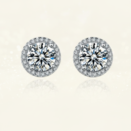 Boucles d'oreilles pour femmes en moissanite argentée S925, collection Classique Cercle Luxueux