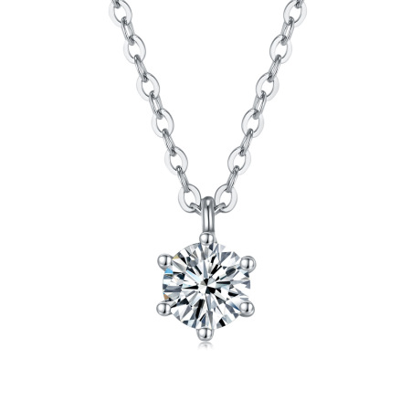 Colliers pour femmes en moissanite avec pendentif six griffes en argent sterling 925, luxueux et élégant