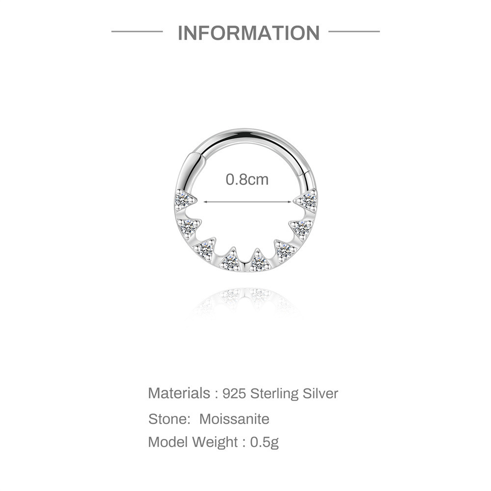 Boucles D'Oreilles En Moissanite Pour Femme, Série Simple Classic Circle, Plaquées Platine S925. Image2