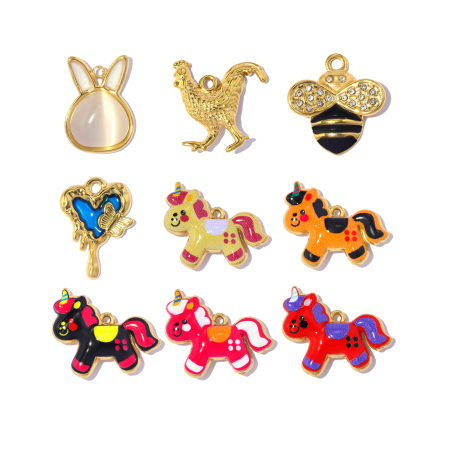 Pendentifs romantiques pour femmes, en acier inoxydable, couleur or, avec papillon et ours, à faire soi-même