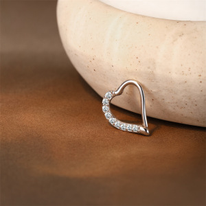 Boucles D'Oreilles En Moissanite Pour Femme, Collection Simple Series Sweet Heart, Plaquées Platine S925. h5 Image5