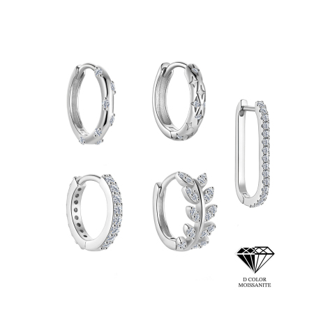Boucles d'oreilles pour femme en argent sterling 925 plaqué platine, forme simple et élégante étoile, serties de moissanite.