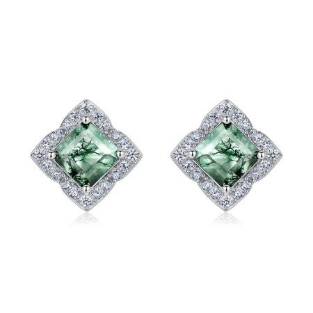 Boucles d'oreilles carrées élégantes et luxueuses en forme d'étoiles, serties de pierres naturelles S925 et montées sur argent sterling 925 coloré.