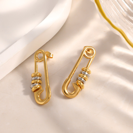 Boucles d'oreilles puces pour femmes, élégantes, de forme irrégulière, en acier inoxydable étanche, couleur or, collection Simple.