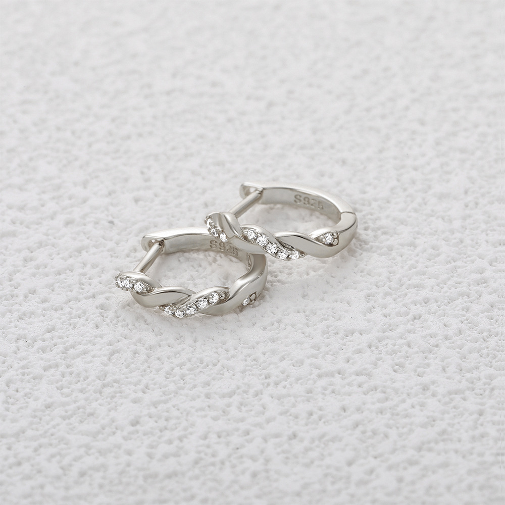 Boucles D'Oreilles Pour Femmes En Moissanite S925 Couleur Or, Élégantes Et Torsadées, Collection Classique h5Image3