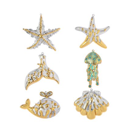 Pendentifs femme luxueux en acier inoxydable, style océanique, couleur or, motif étoile de mer, à faire soi-même.