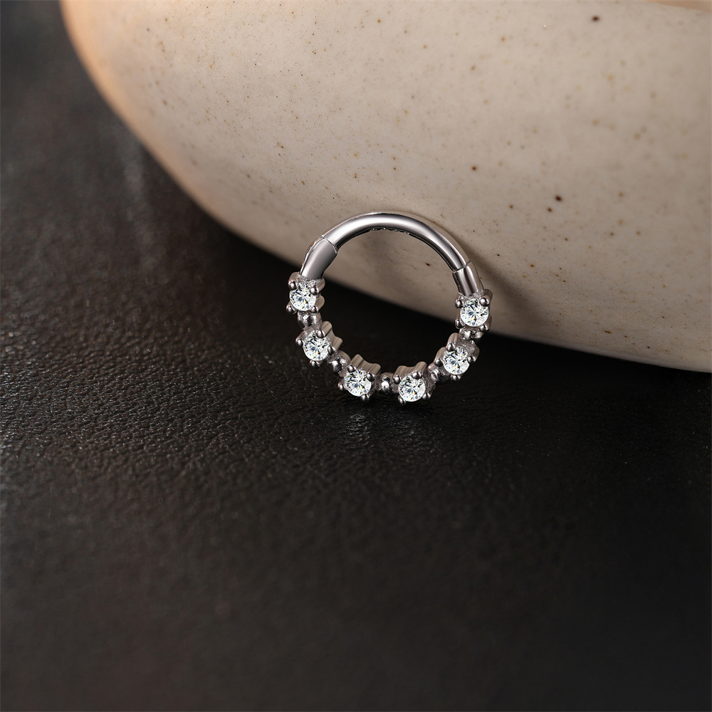 Boucles D'Oreilles En Moissanite Pour Femme, Série Simple Classic Circle, Plaquées Platine S925. Image4