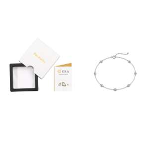 Bracelet En Moissanite S925 Plaqué Platine, Simple Et Élégant, Avec Chaîne Ronde Et Pendentif Rond. h5
