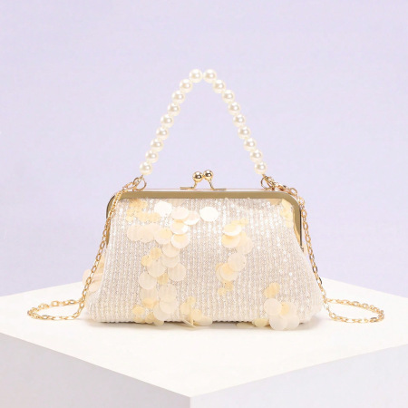 Sac à oreiller femme en PVC uni à sequins style soirée