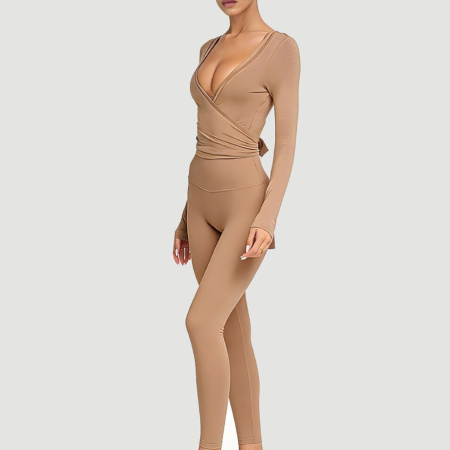 Hauts de sport unis à col en V et bretelles à nouer, style ballerine