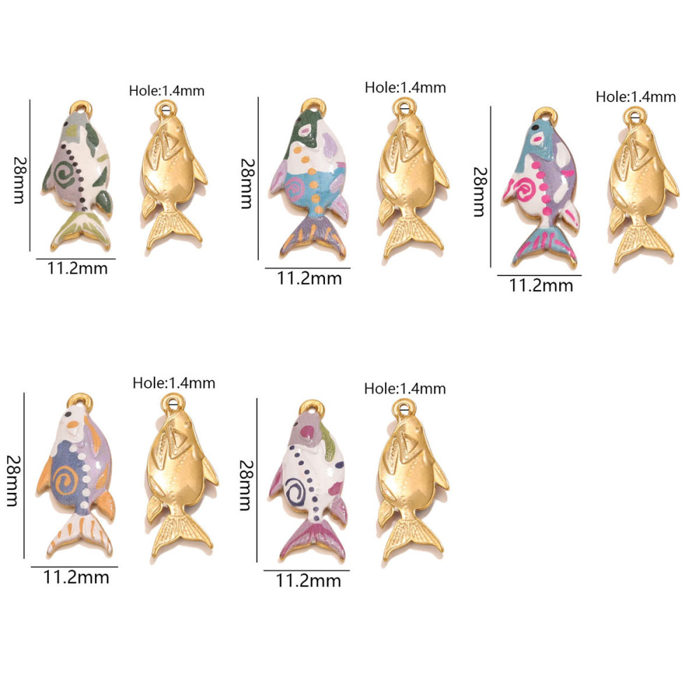 Pendentifs Pour Femmes En Acier Inoxydable, Couleur Or, Motif Poisson, À Faire Soi-Même (Série Simple)