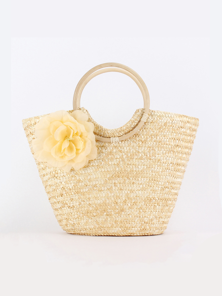 Sac Cabas Femme En Paille Tressée À Fleurs Style Vacances