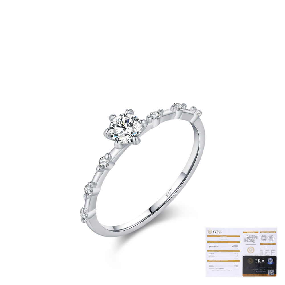 Bagues Pour Femmes En Moissanite Plaquées Rhodium S925, Élégantes Et De La Collection Simple Series 