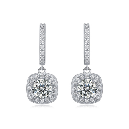 Boucles d'oreilles simples et élégantes en forme de trèfle, cercle, triangle et rectangle, plaquées platine S925, en moissanite. 2