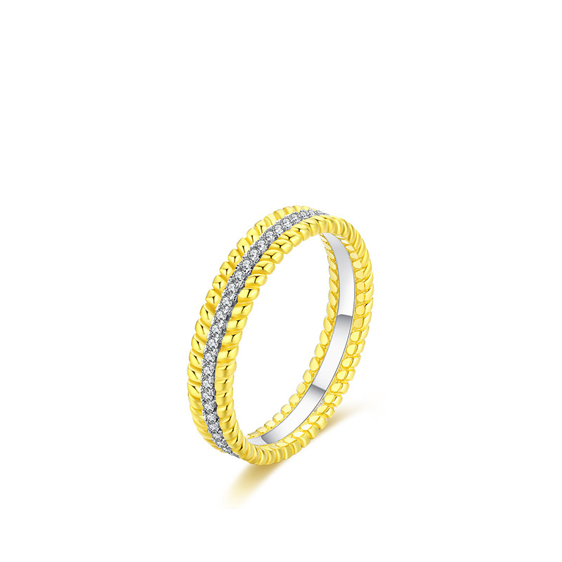 Bagues Pour Femmes En Argent Sterling 925, Plaquées Rhodium, Avec Zircon, Forme Irrégulière, Style Patchwork, Collection Simple Series Daily. Image3