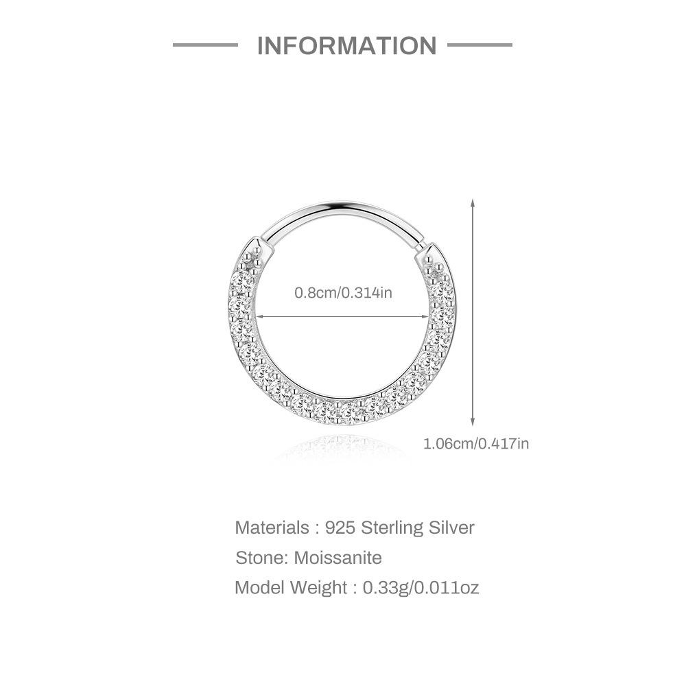 Boucles D'Oreilles En Moissanite S925 Plaqué Platine, Style Rétro, Couleur Unie, Pour Femmes, Collection Simple Series. h5Image2