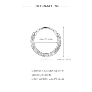 Boucles D'Oreilles En Moissanite S925 Plaqué Platine, Style Rétro, Couleur Unie, Pour Femmes, Collection Simple Series. h5 Image2