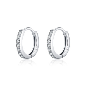 Boucles D'Oreilles En Moissanite S925 Plaqué Rhodium, Collection Simple Series Elegant Circle h5 