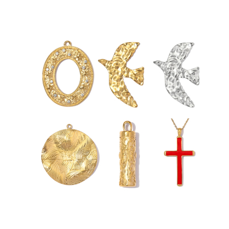 Pendentifs pour femmes en acier inoxydable, couleur or, forme irrégulière, mignon et original, avec motif animal et croix.
