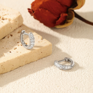 Boucles D'Oreilles Pour Femmes En Moissanite, Plaquées Rhodium, Série Simple Elegant Circle, En Argent Sterling 925. h5 Image4
