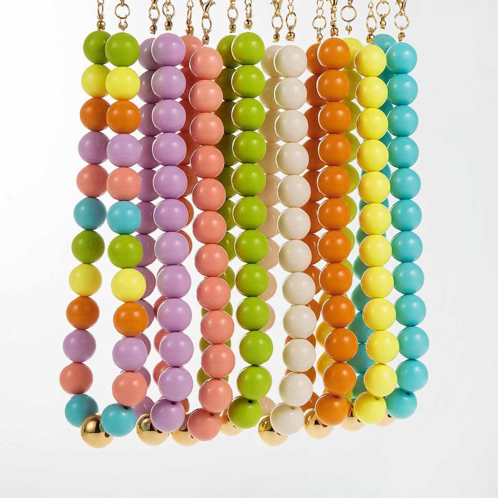 Colliers De Perles En Plastique De Couleur Assortie Pour Femmes, Collection Simple Series Sweet Beads Image4