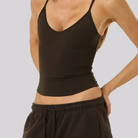 Haut de yoga sportif pour femme, couleur unie, à rebond élevé