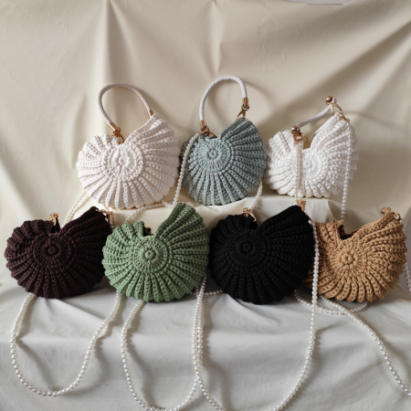 Sacs à main femme en coquillage tissé uni style vacances