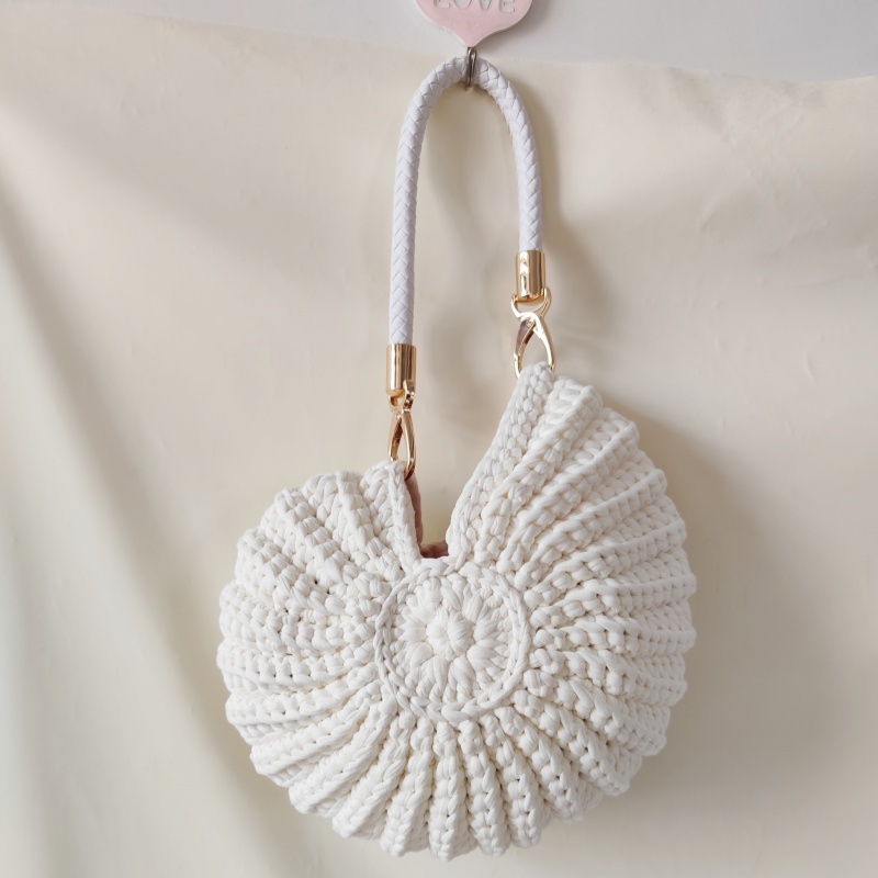 Sacs À Main Pour Femmes Style Vacances, Couleur Unie, En Corde Tressée Et Coquillage