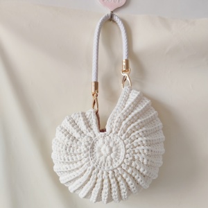 Sacs À Main Pour Femmes Style Vacances, Couleur Unie, En Corde Tressée Et Coquillage h5