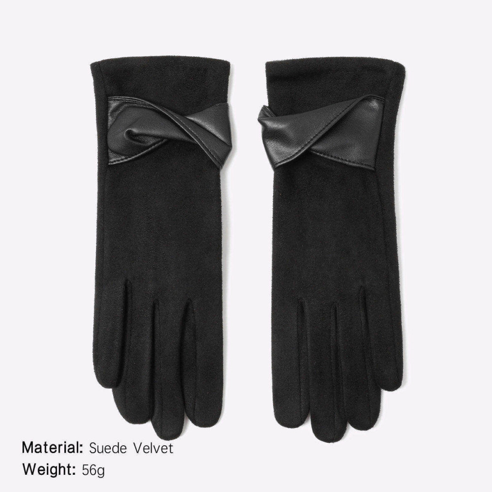 1 Paire De Gants D'Hiver Élégants En Daim Et Cuir Image2
