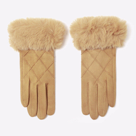 1 paire de gants d'hiver élégants en daim et peluche